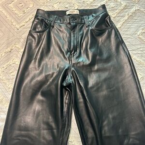 Abercrombie & Fitch Black '90s Straight Ultra High Rise Pants leather